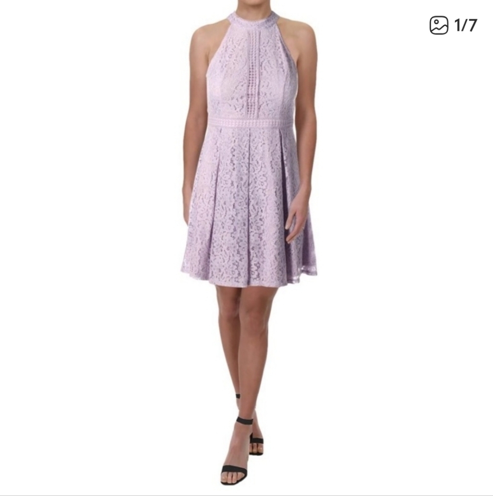 Aqua lace halter Mini dress size S